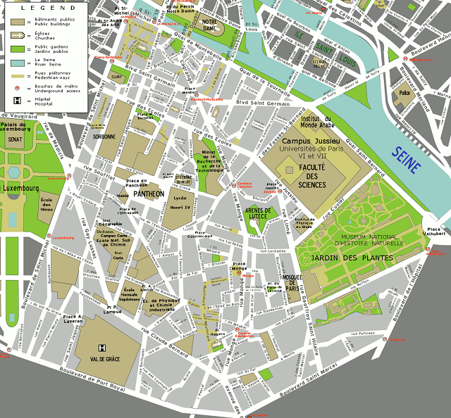 Les différents quartiers de Paris 5ème arrondissement
