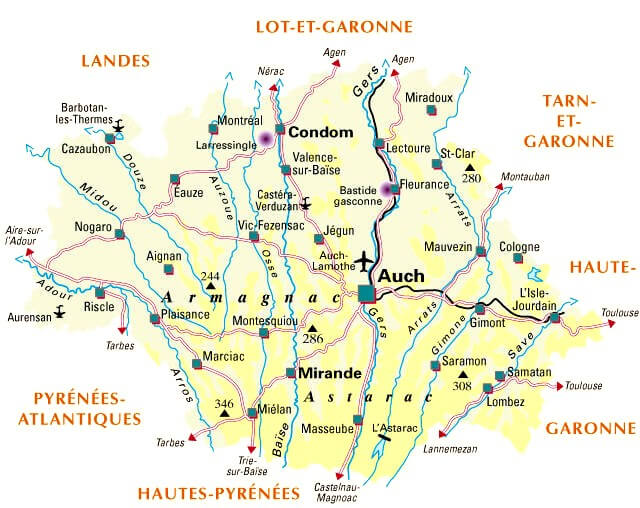 Carte du Gers (32)