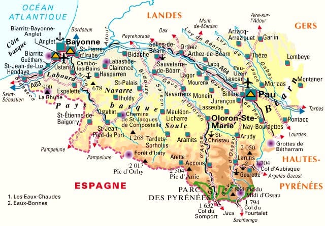 Carte des Pyrénées Atlantiques
