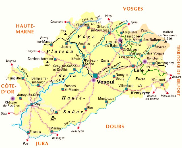 Carte de la Haute-Saône (70)