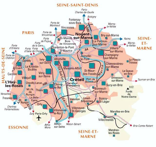 Carte du Val de Marne (94)