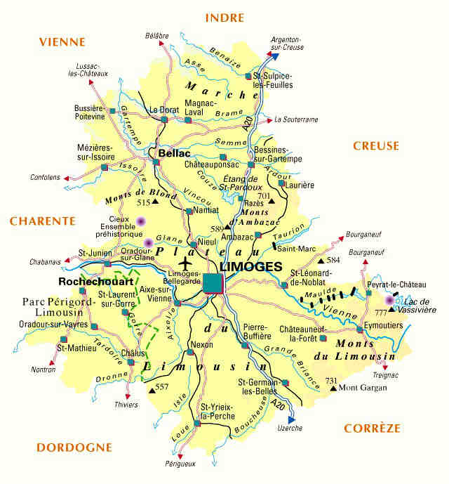 Carte de la Haute Vienne (87)