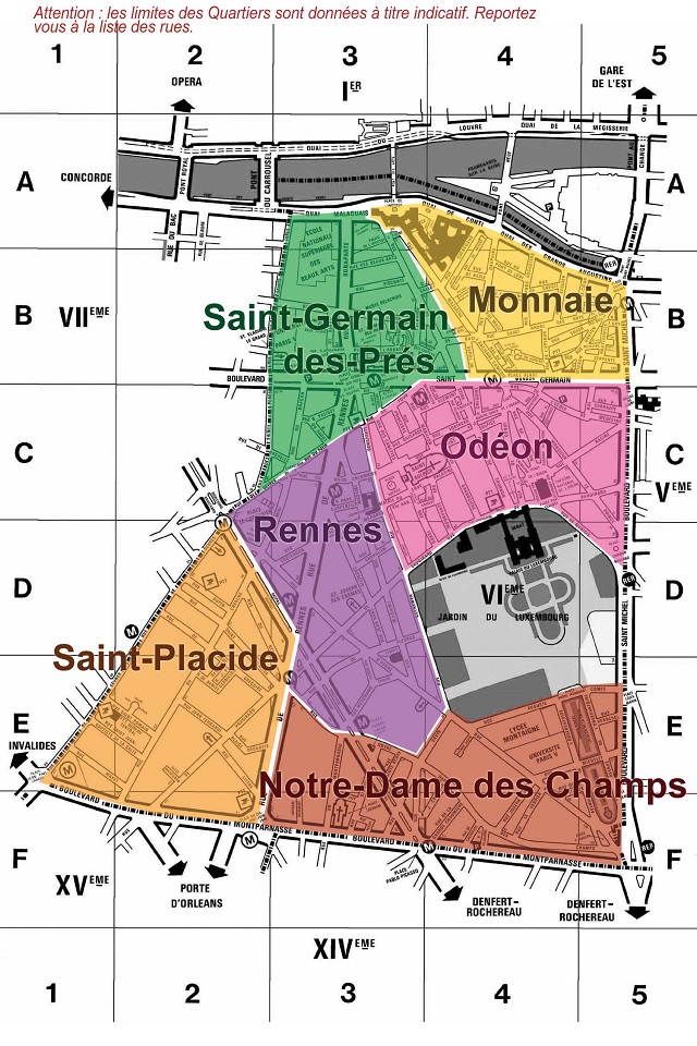 Les différents quartiers de Paris 6ème arrondissement