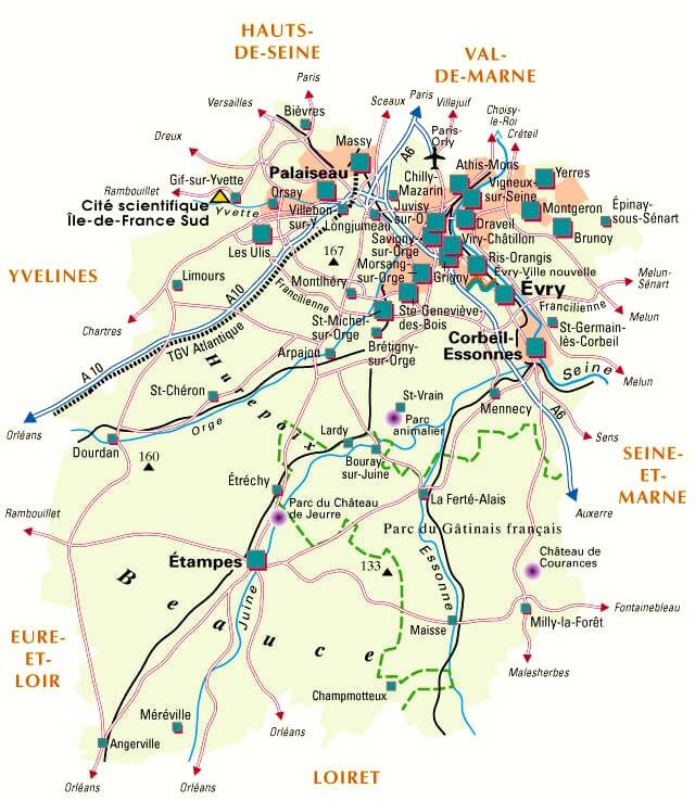 Carte de l'Essonne (91)