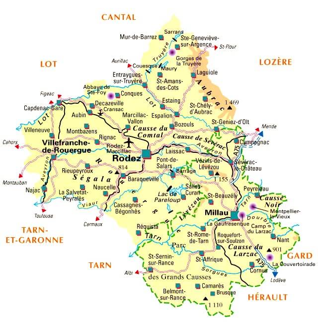 Carte de l'Aveyron (12) pour votre recherche d'achat immobilier