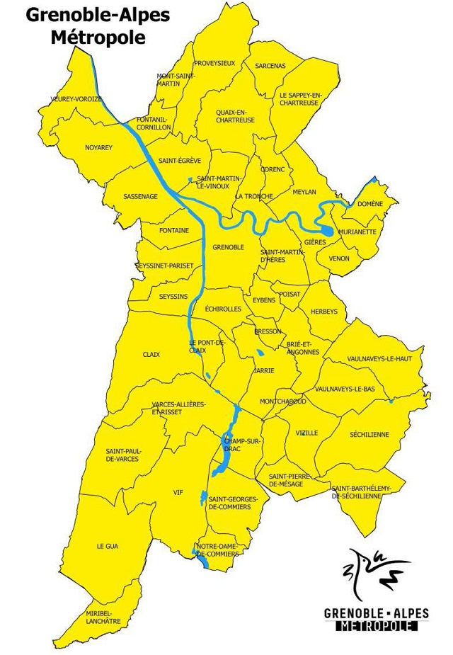 Carte de recherche sur la métropole de Grenoble (38)
