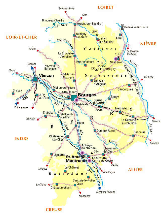 Carte de recherche immobilière sur Bourges et le département du Cher (18)