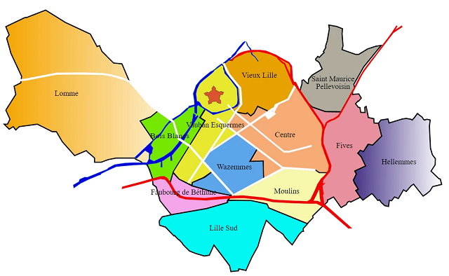 Les 12 quartiers de Lille