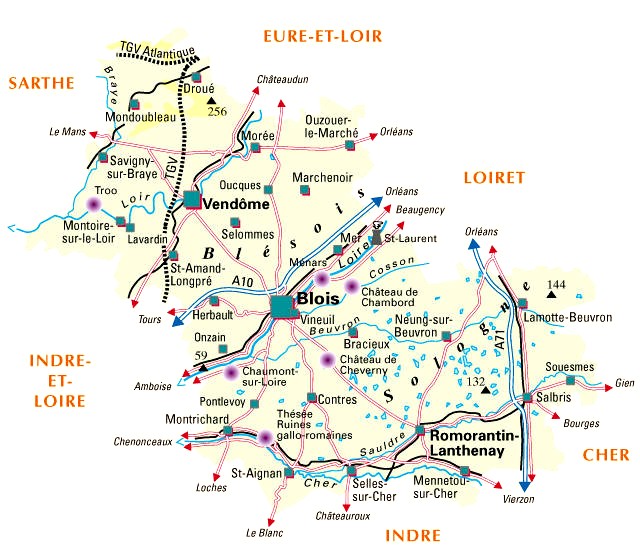 Carte de recherche immobilière sur Blois et le Loire et Cher 41