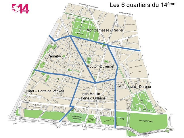 Les différents quartiers de Paris 14ème arrondissement