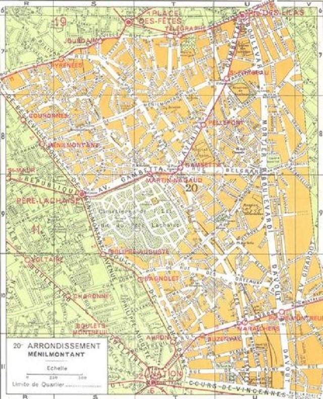 Les différents quartiers de Paris 20ème arrondissement