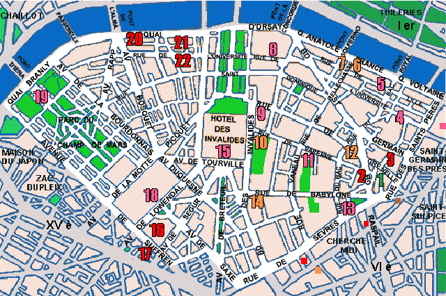 Les différents quartiers de Paris 7ème arrondissement